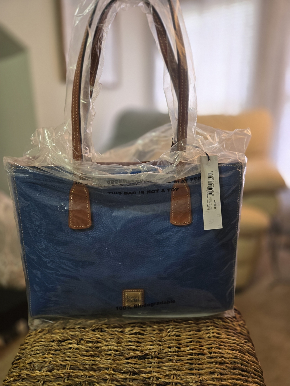 NWT Dooney & Bourke Ashton Tote PERSIAN BLUE Leather Bag + Registration Card